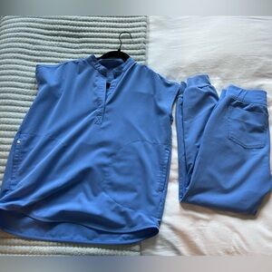 Figs Ceil Blue scrubs - Rafaela top XXS, Zamora joggers XXS